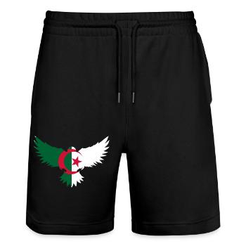 Algerian Eagle - Algeria Gift Idea - Stanley/Stella Trainer Unisex Organic Jogging Shorts - black - Front - Nik (191cm) & Marisol (170cm)