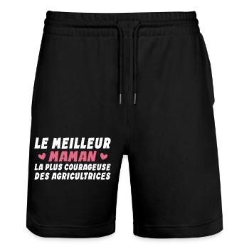 Le Meilleur Maman - Plus Courageuse Agricultrices - Short de jogging bio TRAINER Stanley/Stella unisexe - noir - Devant - Nik (191cm) & Marisol (170cm)