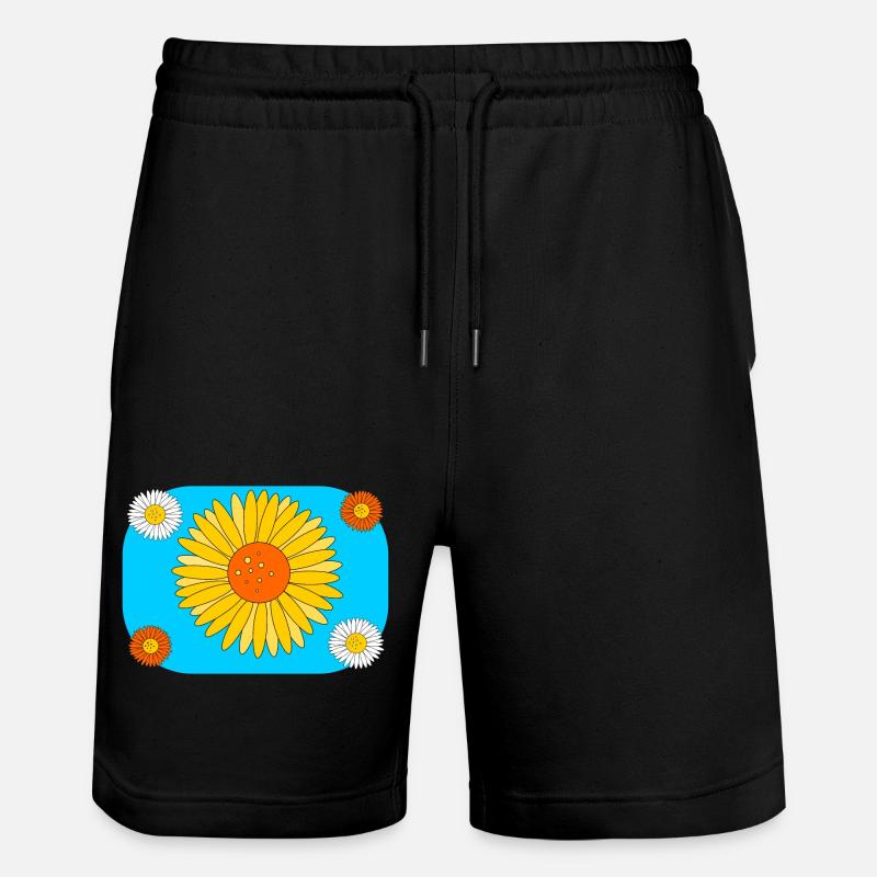 Gerbera on turquoise - Stanley/Stella Trainer Unisex Organic Jogging Shorts - black