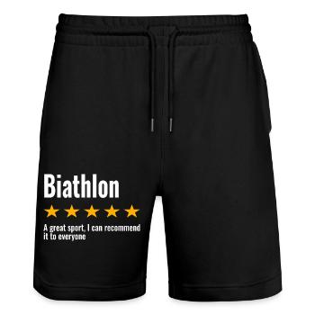 Dicton des sports d’hiver de biathlon - Short de jogging bio TRAINER Stanley/Stella unisexe - noir - Devant - Nik (191cm) & Marisol (170cm)