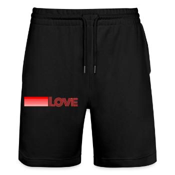 Red Heart Love - Stanley/Stella Trainer Unisex Organic Jogging Shorts - black - Front - Nik (191cm) & Marisol (170cm)