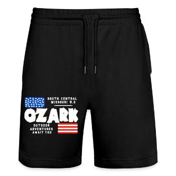 Missouri Ozark - Stanley/Stella Unisex Bio Joggingshorts Trainer  - Schwarz - Vorne - Nik (191cm) & Marisol (170cm)