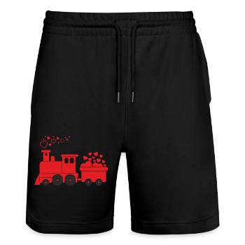 Amour heureux coeur carte Saint-Valentin vecteur Design Art - Short de jogging bio TRAINER Stanley/Stella unisexe - noir - Devant - Nik (191cm) & Marisol (170cm)