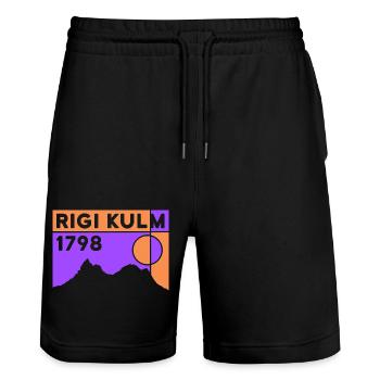 Rigi Kulm Hiking Lucerne Lake Lucerne Mountain - Stanley/Stella Trainer Unisex Organic Jogging Shorts - black - Front - Nik (191cm) & Marisol (170cm)