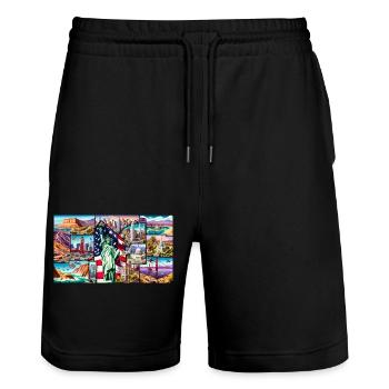 United States - Stanley/Stella Unisex Bio Joggingshorts Trainer  - Schwarz - Vorne - Nik (191cm) & Marisol (170cm)