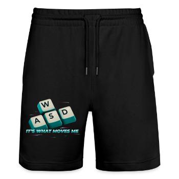 WASD It's What Moves Me - Lustiger PC Gamer Computer - Stanley/Stella Unisex Bio Joggingshorts Trainer  - Schwarz - Vorne - Nik (191cm) & Marisol (170cm)