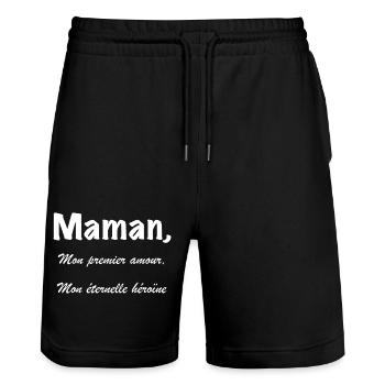 Mama, meine erste Liebe, meine ewige Heldin - Stanley/Stella Unisex Bio Joggingshorts Trainer  - Schwarz - Vorne - Nik (191cm) & Marisol (170cm)