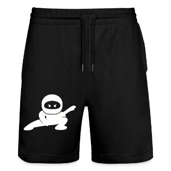 ninja comic 1 - Stanley/Stella Unisex Bio Joggingshorts Trainer  - Schwarz - Vorne - Nik (191cm) & Marisol (170cm)