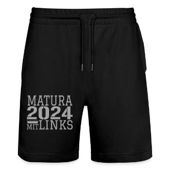 matura 2024 - Stanley/Stella Unisex Bio Joggingshorts Trainer  - Schwarz - Vorne - Nik (191cm) & Marisol (170cm)