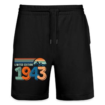 Limitierte Auflage 1943 - Stanley/Stella Unisex Bio Joggingshorts Trainer  - Schwarz - Vorne - Nik (191cm) & Marisol (170cm)