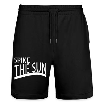 citation soleil radieux humour drôles dictons cadeau - Short de jogging bio TRAINER Stanley/Stella unisexe - noir - Devant - Nik (191cm) & Marisol (170cm)