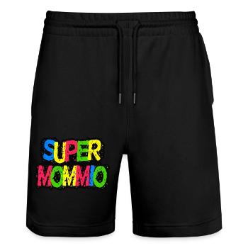 Super Mommio Drôle T-shirt fête des mères - Short de jogging bio TRAINER Stanley/Stella unisexe - noir - Devant - Nik (191cm) & Marisol (170cm)