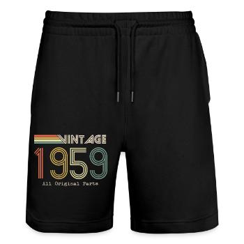Episch und legendär geboren 1959: 65. Jubiläum - Stanley/Stella Unisex Bio Joggingshorts Trainer  - Schwarz - Vorne - Nik (191cm) & Marisol (170cm)