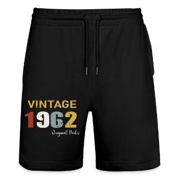 Original parts 1962 - 62 Year Anniversary Gift - Stanley/Stella Trainer Unisex Organic Jogging Shorts - black - Front - Nik (191cm) & Marisol (170cm)