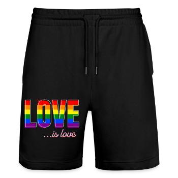 Love is Love @ Markus - Stanley/Stella Unisex Bio Joggingshorts Trainer  - Schwarz - Vorne - Nik (191cm) & Marisol (170cm)