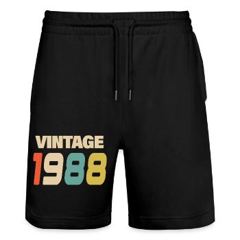 1988 Vintage Retro Classic 1988 - Stanley/Stella Trainer Unisex Organic Jogging Shorts - black - Front - Nik (191cm) & Marisol (170cm)