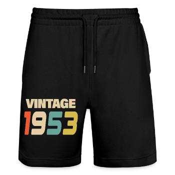 1953 Vintage Retro Classic 1953 - Stanley/Stella Trainer Unisex Organic Jogging Shorts - black - Front - Nik (191cm) & Marisol (170cm)
