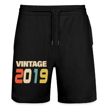 2019 Vintage Retro Classic 2019 - Stanley/Stella Unisex Bio Joggingshorts Trainer  - Schwarz - Vorne - Nik (191cm) & Marisol (170cm)
