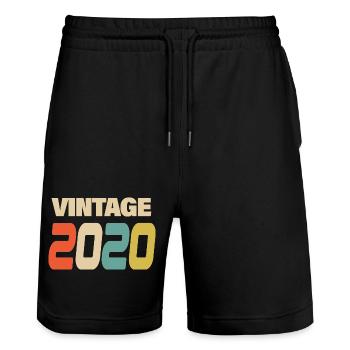 2020 Vintage Retro Classic 2020 - Stanley/Stella Unisex Bio Joggingshorts Trainer  - Schwarz - Vorne - Nik (191cm) & Marisol (170cm)