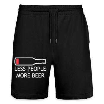Weniger Menschen, mehr Bier - Stanley/Stella Unisex Bio Joggingshorts Trainer  - Schwarz - Vorne - Nik (191cm) & Marisol (170cm)