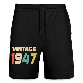 1947 Vintage Retro Classic 1947 - Stanley/Stella Trainer Unisex Organic Jogging Shorts - black - Front - Nik (191cm) & Marisol (170cm)