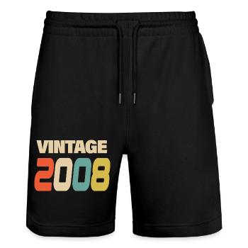 2008 Vintage Retro Classic 2008 - Stanley/Stella Unisex Bio Joggingshorts Trainer  - Schwarz - Vorne - Nik (191cm) & Marisol (170cm)