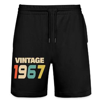 1967 Vintage Retro Classic 1967 - Stanley/Stella Trainer Unisex Organic Jogging Shorts - black - Front - Nik (191cm) & Marisol (170cm)