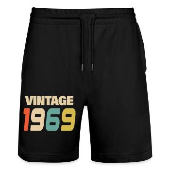 1969 Vintage Retro Classic 1969 - Stanley/Stella Trainer Unisex Organic Jogging Shorts - black - Front - Nik (191cm) & Marisol (170cm)