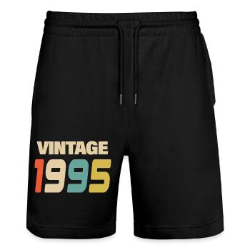 1995 Vintage Retro Classic 1995 - Stanley/Stella Unisex Bio Joggingshorts Trainer  - Schwarz - Vorne - Nik (191cm) & Marisol (170cm)