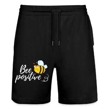 Bad-tempered bee - Stanley/Stella Trainer Unisex Organic Jogging Shorts - black - Front - Nik (191cm) & Marisol (170cm)