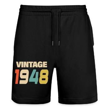 1948 Vintage Retro Classic 1948 - Stanley/Stella Trainer Unisex Organic Jogging Shorts - black - Front - Nik (191cm) & Marisol (170cm)
