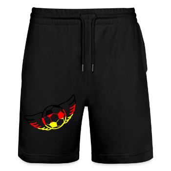 fußball deutschland - Stanley/Stella Unisex Bio Joggingshorts Trainer  - Schwarz - Vorne - Nik (191cm) & Marisol (170cm)