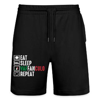 Italien Italiener Vaffanculo - Stanley/Stella Unisex Bio Joggingshorts Trainer  - Schwarz - Vorne - Nik (191cm) & Marisol (170cm)