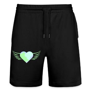 Pastellfarbenes Herz mit Flügeln - ApriNoeScor - Stanley/Stella Unisex Bio Joggingshorts Trainer  - Schwarz - Vorne - Nik (191cm) & Marisol (170cm)