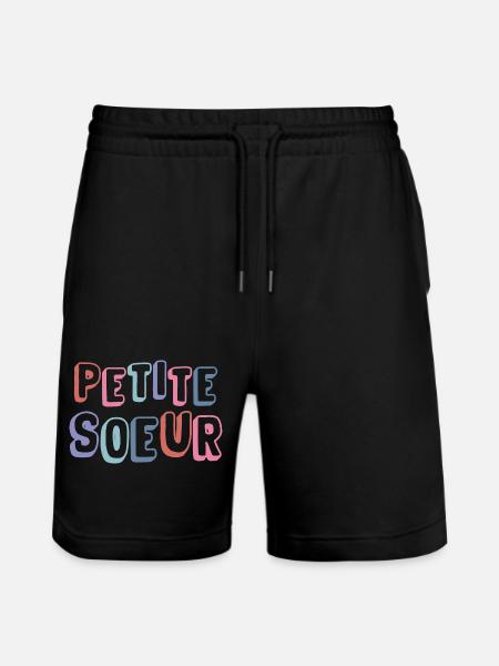 Little Sister - Newborn - Stanley/Stella Trainer Unisex Organic Jogging Shorts - black