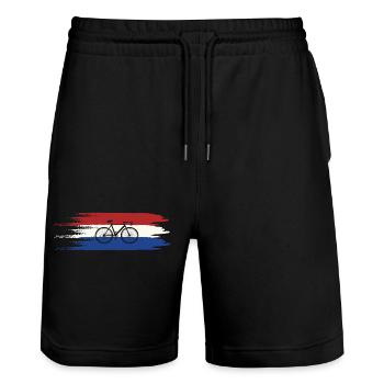 Drapeau des Pays-Bas Vélo Hollande - Short de jogging bio TRAINER Stanley/Stella unisexe - noir - Devant - Nik (191cm) & Marisol (170cm)
