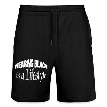 Wearing Black is a Lifestyle - Stanley/Stella Unisex Bio Joggingshorts Trainer  - Schwarz - Vorne - Nik (191cm) & Marisol (170cm)