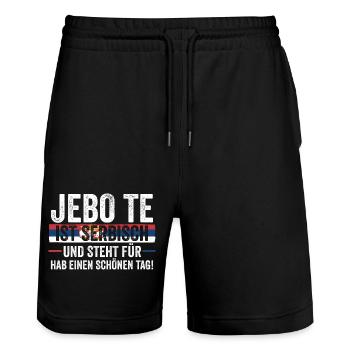Serbe Serbe Serbie - Short de jogging bio TRAINER Stanley/Stella unisexe - noir - Devant - Nik (191cm) & Marisol (170cm)