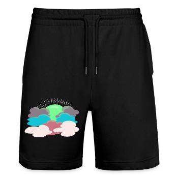 Sun behind the clouds - Stanley/Stella Trainer Unisex Organic Jogging Shorts - black - Front - Nik (191cm) & Marisol (170cm)