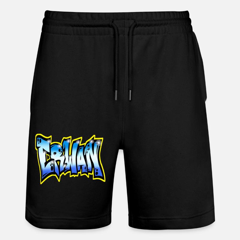 Erwan GRAFFITI NAME PRINT - Short de jogging bio TRAINER Stanley/Stella unisexe - noir