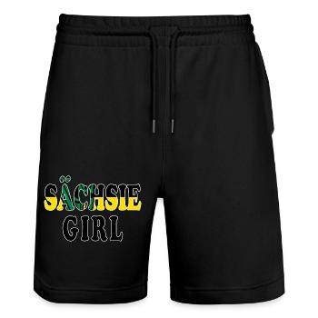 Sächsie Girl - Lustiger Denglish-Spruch - Stanley/Stella Unisex Bio Joggingshorts Trainer  - Schwarz - Vorne - Nik (191cm) & Marisol (170cm)