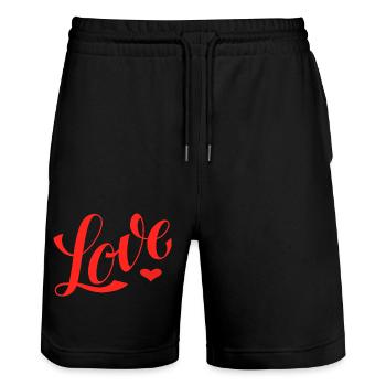 Love - Designed by KissingLetters - Stanley/Stella Trainer Unisex Organic Jogging Shorts - black - Front - Nik (191cm) & Marisol (170cm)