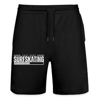 Just Keep Surfskating - Stanley/Stella Unisex Bio Joggingshorts Trainer  - Schwarz - Vorne - Nik (191cm) & Marisol (170cm)
