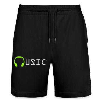 Music Zitat Musik Liebe Kopfhörer Grün Spruch Text - Stanley/Stella Unisex Bio Joggingshorts Trainer  - Schwarz - Vorne - Nik (191cm) & Marisol (170cm)