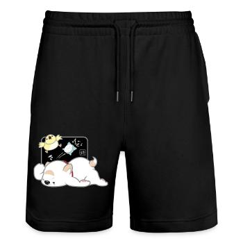 Chien Coréen - Style Japonais 04B - Short de jogging bio TRAINER Stanley/Stella unisexe - noir - Devant - Nik (191cm) & Marisol (170cm)