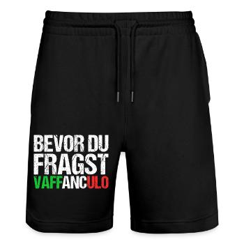 Italien Italiener Vaffanculo - Stanley/Stella Unisex Bio Joggingshorts Trainer  - Schwarz - Vorne - Nik (191cm) & Marisol (170cm)