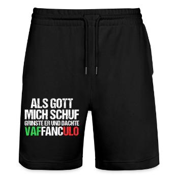 Italy Italian Vaffanculo - Stanley/Stella Trainer Unisex Organic Jogging Shorts - black - Front - Nik (191cm) & Marisol (170cm)