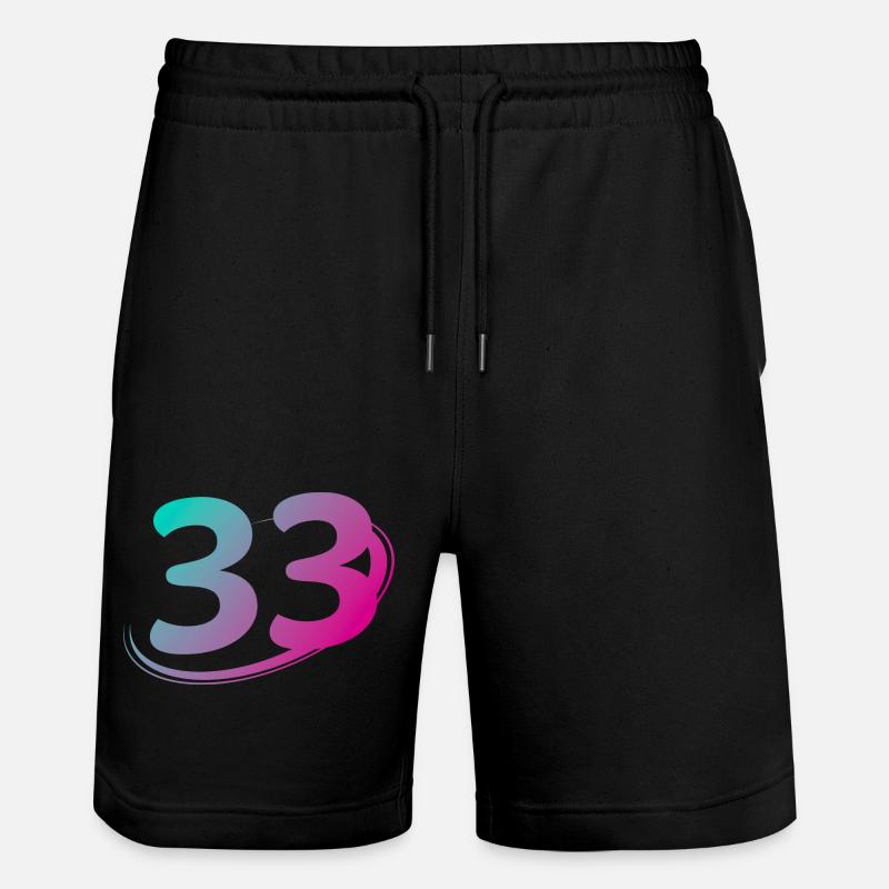 Nummer 33 mehrfarbig - Stanley/Stella Unisex Bio Joggingshorts Trainer  - Schwarz