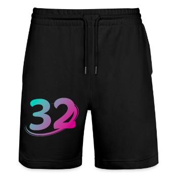 Number 32 multicolor - Stanley/Stella Trainer Unisex Organic Jogging Shorts - black - Front - Nik (191cm) & Marisol (170cm)