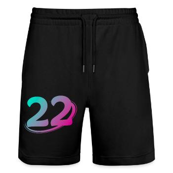 Number 22 multicolor - Stanley/Stella Trainer Unisex Organic Jogging Shorts - black - Front - Nik (191cm) & Marisol (170cm)